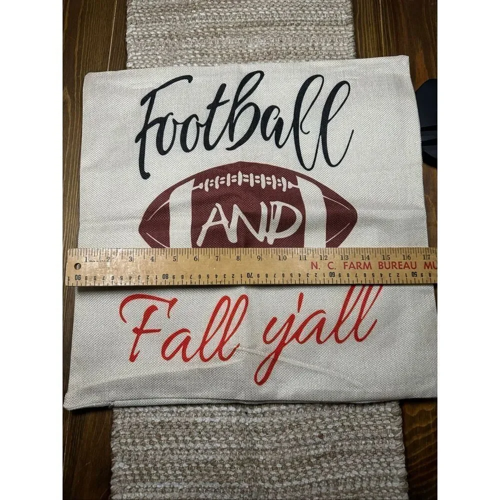 Football Autumn fall throw pillow case cover 17 x 17 New